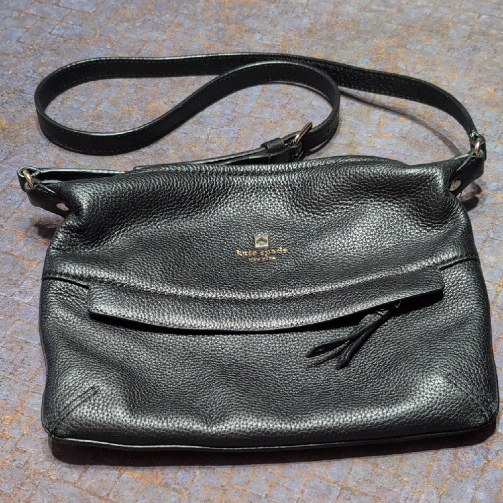 Kate Spade Starla Grant Park Crossbody Purse Bag Black Pebbled Leather